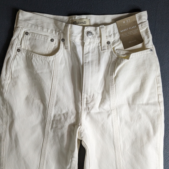 Madewell Women's Cream White Baggy Flare Jeans W27 Size - Picture 2 of 14